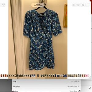 The Kooples Blue and White Patterned Mini Dress